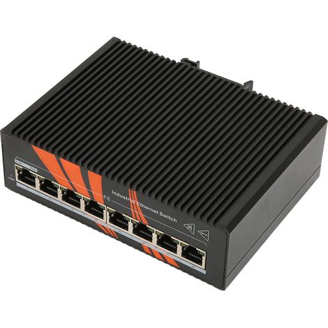 Commutateur Ethernet industriel 8 ports non administrable sur rail DIN, plage de température de -40 °C à 75 °C, alimentation 12 à 58 V CC (1/4)