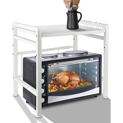Support de Four à Micro-Ondes,Etagere Micro-Ondes,Extensible,d'économiseur d'espace Organisateur Titulaire d'épice(blanc) (1/5)