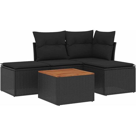 Maison Exclusive - Set de muebles de jardín 5 pzas y cojines ratá (1/5)