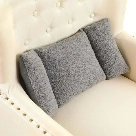 Coussin Lombaire - 3 Parties - 60 x 28 cm - Pour Siège Auto Canapé Bureau - Gris Clair - 1 Pièce (1/5)