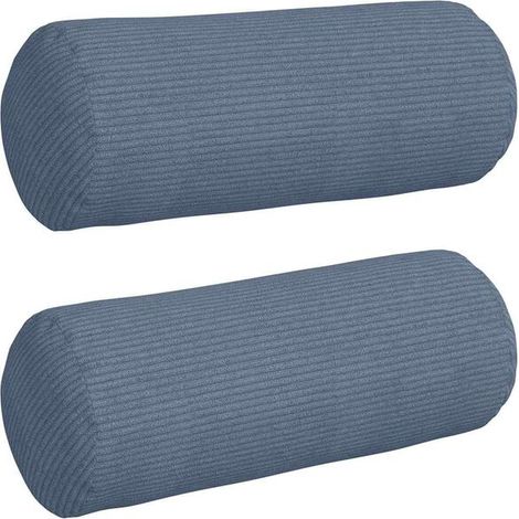 Coussins décoratifs, lot de 2, bleus, 15 x 40 cm de diamètre (1/5)