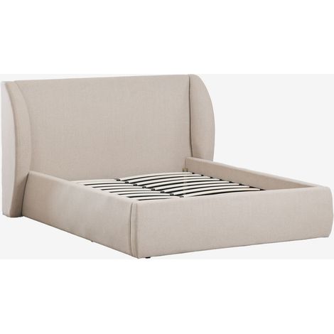 Sklum – Lit en tissu Cabargi – Tiroirs intégrés – Structure en contreplaqué de peuplier – Housse en polyester – Dimensions 114x199x228 cm