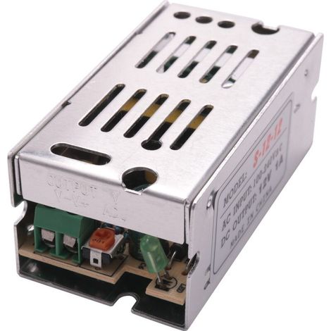 Transformateur pour alimentation électrique de 110/220 V CA à 12 V CC 1 A, argent (1/5)