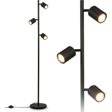 Briloner Stehlampe Schwenkbar 22x141 cm GU10 Fassung max. 9W Fußtaster Schwarz - Stehleuchte Wohnzimmer Schlafzimmer Büro