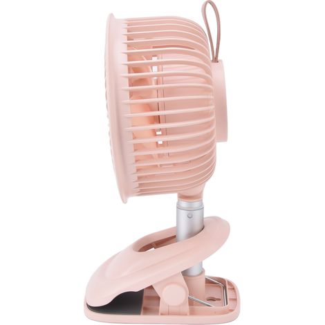 Ventilateur à pince, orientation à 360°, chargement USB, 3 vitesses, flux d'air puissant, pince robuste, petit ventilateur de bureau rose (1/5)