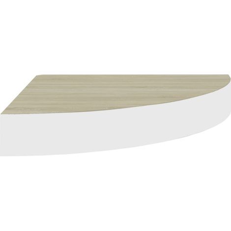 Étagère d'angle murale Chêne et blanc 35x35x3,8 MDF (1/4)