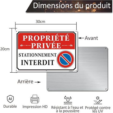 Sign Parking 20 x 30 cm Aluminium Pre-Holes Home/Business Security (1/4)