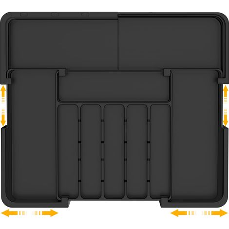 Range Couverts pour Tiroir, Rangement Couverts Tiroir Cuisine Avec 9 Compartiments, Range Couverts en Silicone 37 33cm, pour Rangement Des Couverts de Cuisine, Rangement à Tiroirs, Noir (1/5)