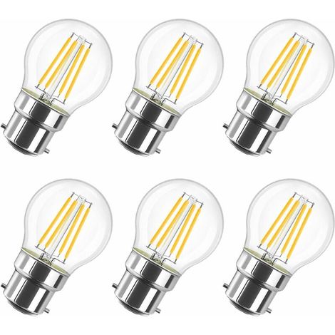 4W G45 B22 Bajonett-LED-Glühbirne, 2700K Warmweiß, 470Lm, Vintage-Glühbirne, nicht dimmbar, 6er-Pack [Energieklasse E]