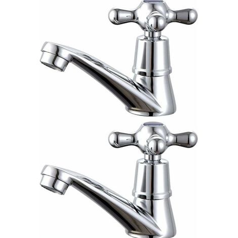 BRAVIX 1 paire de robinets de lavabo chaud et froid pour lavabo de salle de bain (température non réglable)
