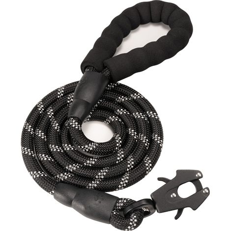 Laisse pour Chien - Laisse réfléchissante en Nylon Robuste avec Fermeture Rapide en Aluminium - Clip Tactique Grenouille pour Chiens de Petite, Moyenne et Grande Taille - Noir - 1,3 cm (1/5)