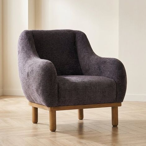 Skandinavischer Sessel Anthrazitfarbener Chenille-Mischstoff Rens