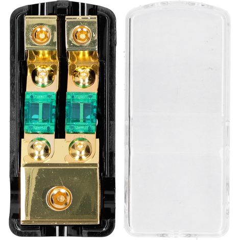 Boîtier porte-fusible audio 1 entrée 2 sorties 0/4 AWG vers 4/8 AWG avec couvercle transparent pour voiture camion bateau camping-car (1/5)