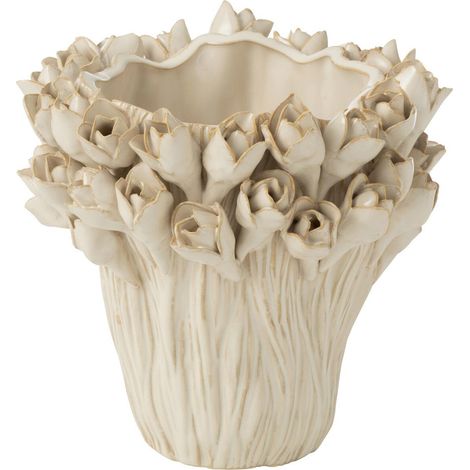 Vase Déco en Grès "Ambrosia" 19cm Blanc (1/2)