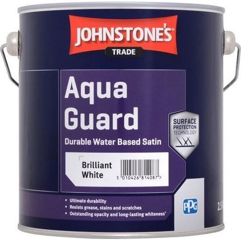 Johnstones Trade Aqua Guard Durable Water Based Satin Brilliant White - 1 Litre