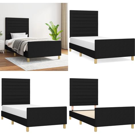 Bettgestell ohne Matratze Schwarz 90x200 cm Stoff - Bettgestell - Doppelbett - Boxspringbetten - Lattenrost - Schlafzimmermöbel - Home & Living (1/5)
