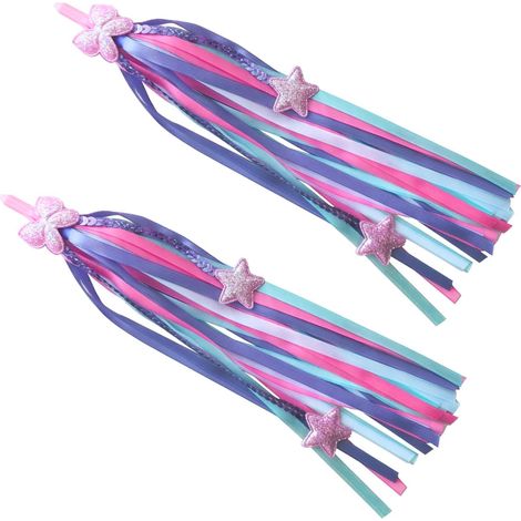 1 paire de rubans décoratifs pour guidon vélo/trottinette enfant, franges PVC et polyester résistantes, faciles à installer. (1/5)