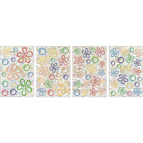 4 feuilles de papier peint à fleurs arc-en-ciel pour un usage quotidien à la maison et en cuisine (1/5)