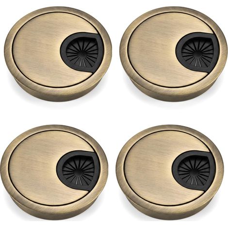 Lot de 4 Bureau Passe-câbles, Passe Câbles Ronds Encastrables, Rangements de Câbles, Kit Cable Management TV avec Scie-Cloche, pour organisateur de câbles de bureau(Couleur bronze) (1/5)