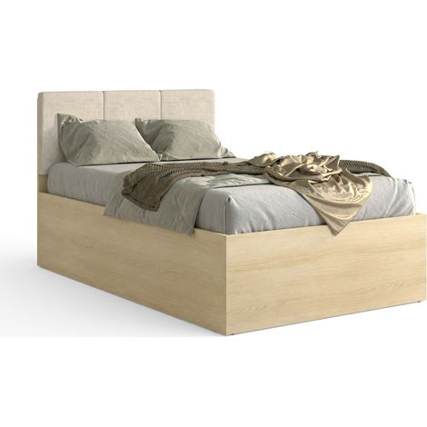 Cama Nolcala 113 , Individuales, 120x200, Aglomerado laminado, Somieres, 125x205x105cm