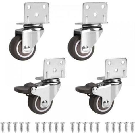 Set of 4 Swivel Furniture Casters, 2 with Brakes, 32mm, Small Furniture Casters - 360 Degree Rotation, 60kg Load Capacity, Small Swivel Casters for Furniture, Cradle (1/4)