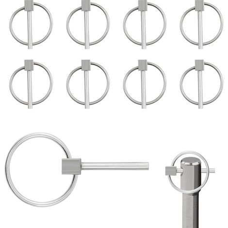8 Pièces Goupille Agricole, Acier Inoxydable 304 Lynch Pin, Petit Goupille de Verrouillage, Goupilles clips avec Anneau, Léger Goupilles de Sécurité pour Tracteur Remorque Camion (1/5)