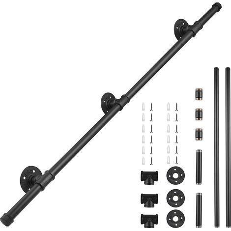 Main Courante pour Escalier, Couleeur Rampe Escalier Intérieur Exterieur Galvanisation Industrielle Antidérapante Poignée Rambarde de Sécurité Support Banister pour Sécurité Balcon Couloir (2.5M) (1/5)