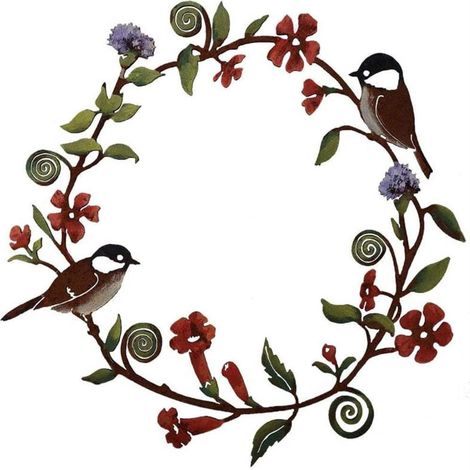 Guirlande Fleurs - Décoration Murale en Métal avec Oiseau - Pour Porte d'Entrée, Mariage, Fête et Intérieur - 1 Pièce (1/5)