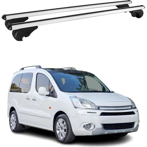 OMAC Barres de toit en aluminium pour Citroën Berlingo 2008-2018 – TÜV / DIN 75302:2019 – Antivol inclus – Charge max 75 kg – 2 barres Argent (1/4)