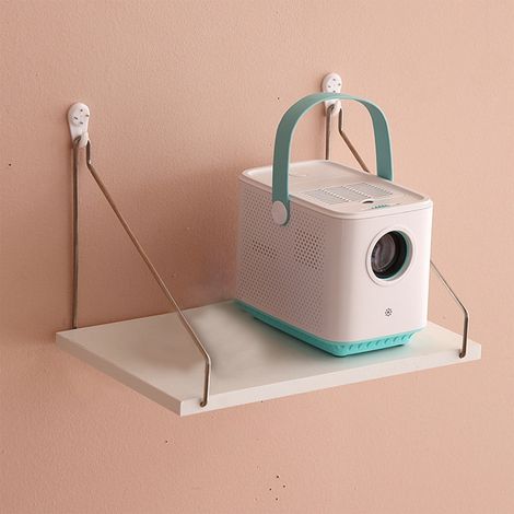 Etagere Murale - Support pour Projecteur et Livres - Fixation Sans Perçage ou avec Vis - Acier Inoxydable 304 - Blanc - 30 x 24 x 24 cm - 1 Pièce (1/5)