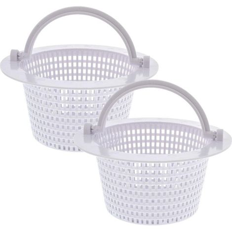Panier rond pour skimmer de piscine hors sol, avec poignée pour Un Retrait Facile, Paquet de 2 - Diam 16 cm - Blanc (1/4)