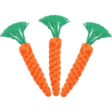 Set di 3 giocattoli da masticare, corde intrecciate a forma di carota, giocattoli per cani, giocattolo interattivo di tiro alla fune con corda per cani, corda per cani a forma di carota, pulizia dei d (1/5)