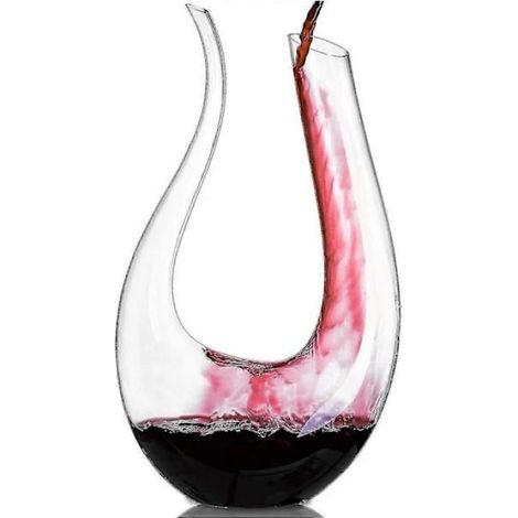 Carafe en cristal en forme de U de 1,5 L, carafe à vin rouge sans plomb, carafe en verre, carafe