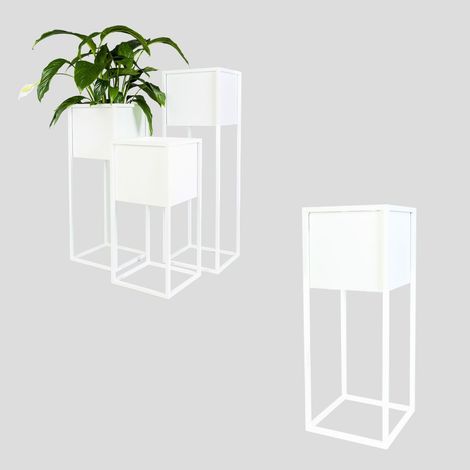 Cache-pot de fleurs en métal blanc Loft Monaco S 28x28x60 (1/5)
