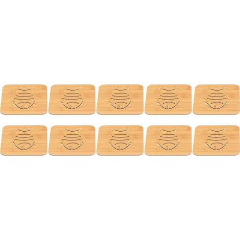 Lot de 10 sets de table creux en imitation bambou, isolants et anti-brûlures, pour bols et tasses, accessoires de cuisine, motif petits poissons (1/5)