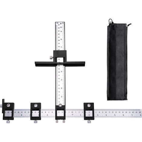 Punch Locator Adjustable Cabinet Hardware Jig Drilling Guide Template Drilling Kitchen Door Handle Jig for Installing Handle Knobs on Door or Drawer Pulls (Black)