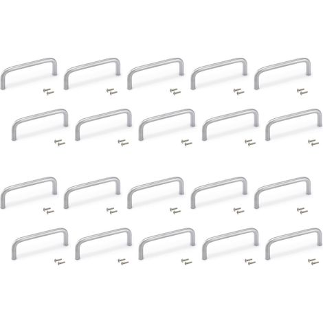 Emuca Lot de 20 poignées de meubles Castellar, L104mm, entraxe 96mm, Acier, Chromé mat (1/3)