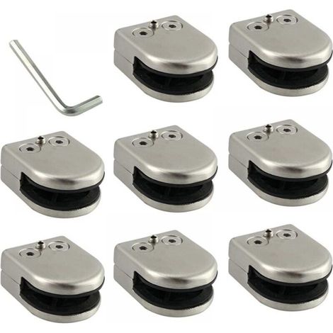 Pince De Verre 8 PCS 6-8mm En Acier Inoxydable 304 Clip En Verre Pince Support Dos Plat Finition Chromig pour Balustrade (1/4)