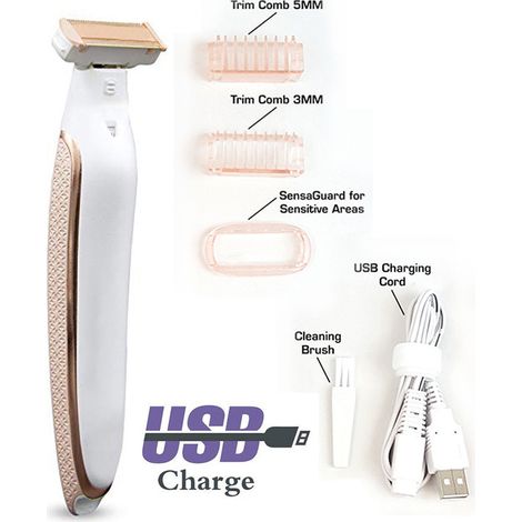 Epilateur Rechargeable - Rasoir Sec Pour Femme - LED Intégrée - Pour Zones Sensibles Bikini Aisselles Chevilles - 1 Pièce (1/5)