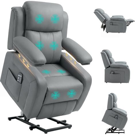 HOMCOM Riser and Recliner Chair with Massage, Electric Lift Chair, Grey (1/5)