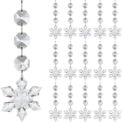Guirlande De Décoration En Acrylique - Ornements Flocon De Neige Cristal Pour Arbre De Noël - 30 Pièces - 4,5 Cm (1/5)