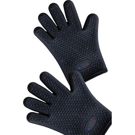 Guantes de silicona para horno - Guantes resistentes al calor para barbacoa con dedos para asar a la parrilla o ahumar, fáciles de limpiar.