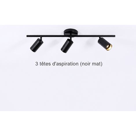 Plafonnier barre 3 spots orientables 360° métal noir 75 cm sans ampoule 3 noir 75cm 80 × 18 × 15 cm 2 kg – Livraison gratuite