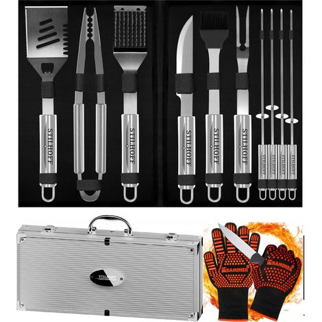 Ensemble d'accessoires pour barbecue STILHOFF STRONG GRILL, 12 pièces de couverts, 10 pièces + étui + gants (1/5)