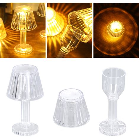 Lampe de chevet transparente en cristal, mini lampe de chevet en cristal, lampe de chevet pour chambre d'étudiant, blanc chaud (1/5)