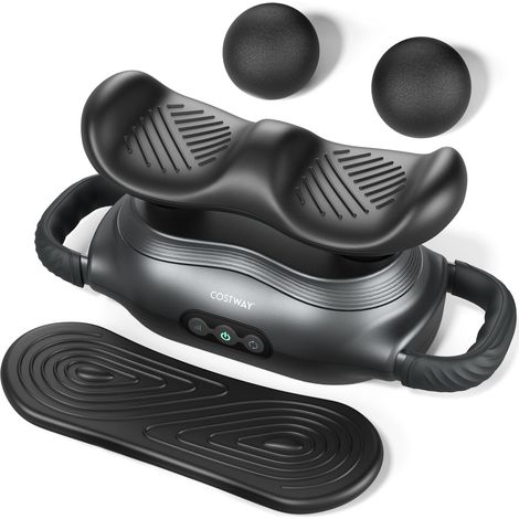Pistolet de massage musculaire noir avec 3 embouts et 3 modes, poignée en silicone antidérapante, pour maison, sport et récupération (1/5)