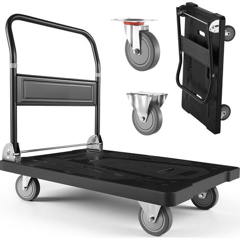 Chariot à Plateforme Pliable Charge 453,59 kg Chariot à Plateau Pliable 89,5x59,5 cm pour Manutention et Déplacer Objets Volumineux et Lourds, avec Roues Pivotantes, Poignée à Pousser Compacte (1/5)