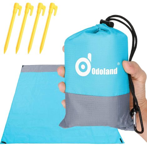 Beach Mat, Beach Blanket with Tent Stakes, Anti Sand and Waterproof Picnic Mat, 200 140cm, Lightweight Portable for Camping Picnic Travel Outdoor Events(Blue) (1/5)