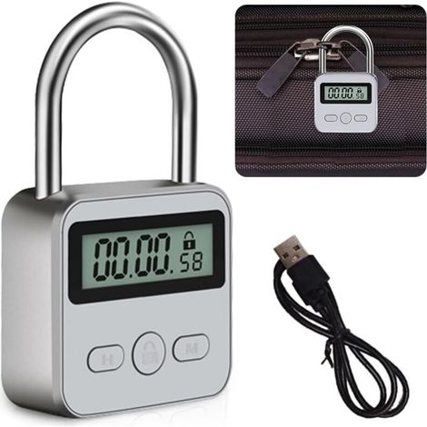 Serrure Intelligente avec LCD Écran Verrouillage de Temps Intelligent Rechargeable USB Verrou de Minuterie en Métal (1/5)