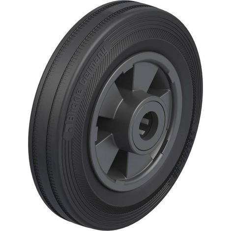 Roue pour matériel d'atelier – Pneus en caoutchouc plein 160 mm – Jante polypropylène noire – Charge max 135 kg – Ø alésage 20 mm – Blickle (1/3)